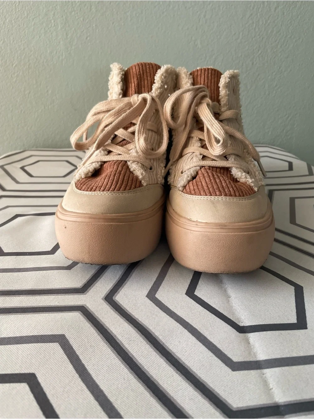 Rocket Dog | Earth Tones Fleece Corduroy Patchwork High Top Platform Sneakers